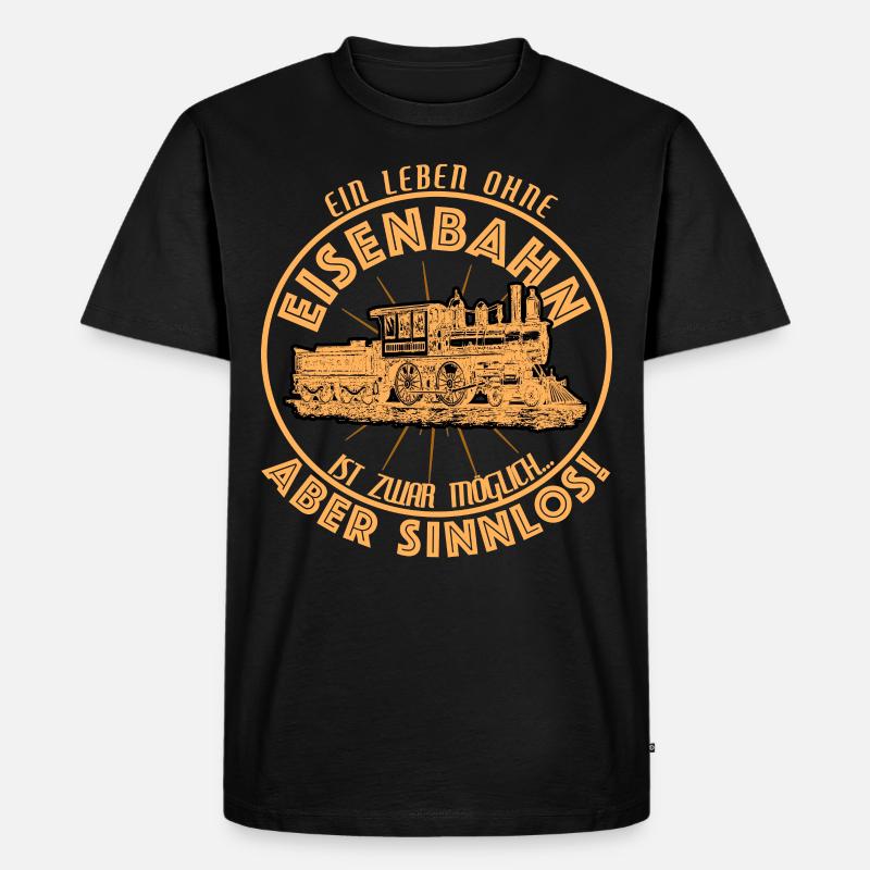 Eisenbahn Züge Eisenbahner - Männer Premium Bio T-Shirt - Schwarz