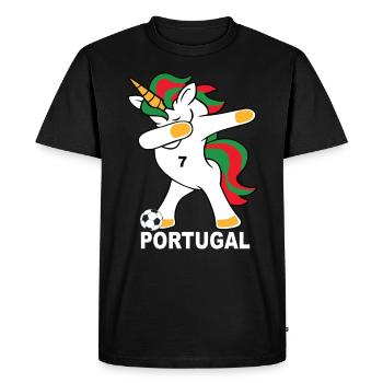 Football dab Licorne Portugal Portugais Portugais - T-shirt Premium bio Homme - noir - Devant - Nico (187cm)