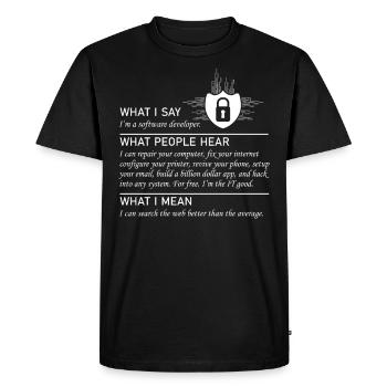 Software developer Funny programmer - Men's Premium Organic T-Shirt - black - Front - Nico (187cm)