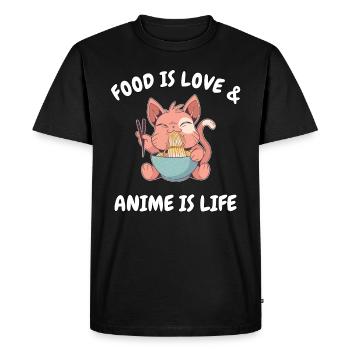 La nourriture est l'amour et l'anime est la vie Meme Ramen Katzen - T-shirt Premium bio Homme - noir - Devant - Nico (187cm)