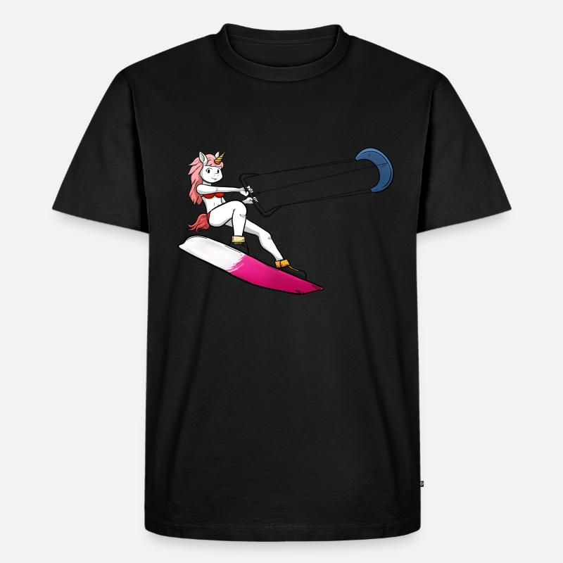 Kitesurf Unicorn - Männer Premium Bio T-Shirt - Schwarz