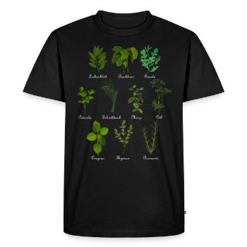 Vintage botanical herbs - Men's Premium Organic T-Shirt - black - Front - Nico (187cm)