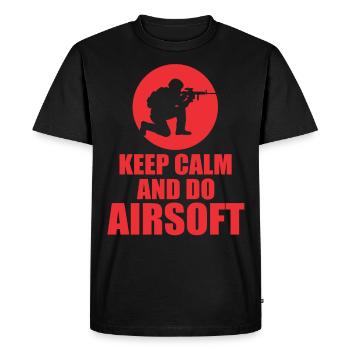 Stay calm and airsoft - Men's Premium Organic T-Shirt - black - Front - Nico (187cm)