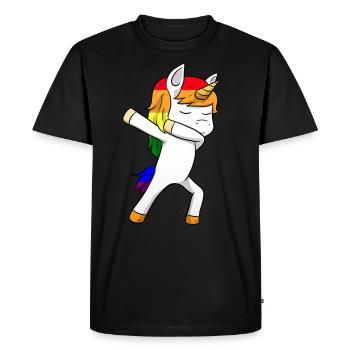 LGBT Dabbing Unicorn Dab Lesbian Pride - T-shirt Premium bio Homme - noir - Devant - Nico (187cm)