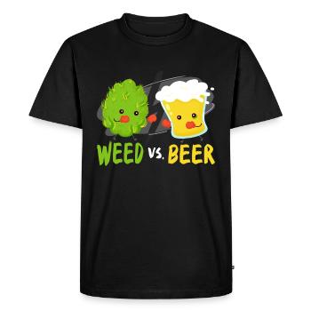 Funny Weed Vs Beer Cannabis Kush Stoner Drinking THC - Men's Premium Organic T-Shirt - black - Front - Nico (187cm)
