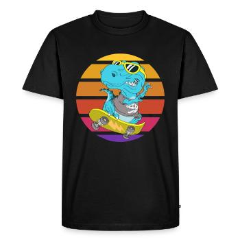 Skater dinosaur TRex - Men's Premium Organic T-Shirt - black - Front - Nico (187cm)