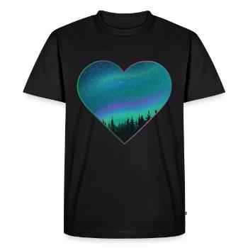 Northern Lights Aurora Midsummer Heart Gift - T-shirt Premium bio Homme - noir - Devant - Nico (187cm)