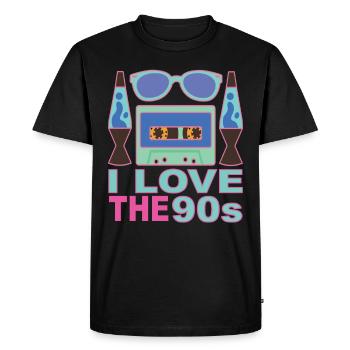90s 90s patry 90s fashion 90s tenue - T-shirt Premium bio Homme - noir - Devant - Nico (187cm)