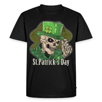 St Patricks Day of Dead shamrock skull leprechaun - T-shirt Premium bio Homme - noir - Devant - Nico (187cm)