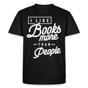 Drôle, j'aime les livres plus que les gens - T-shirt Premium bio Homme - noir - Devant - Nico (187cm)