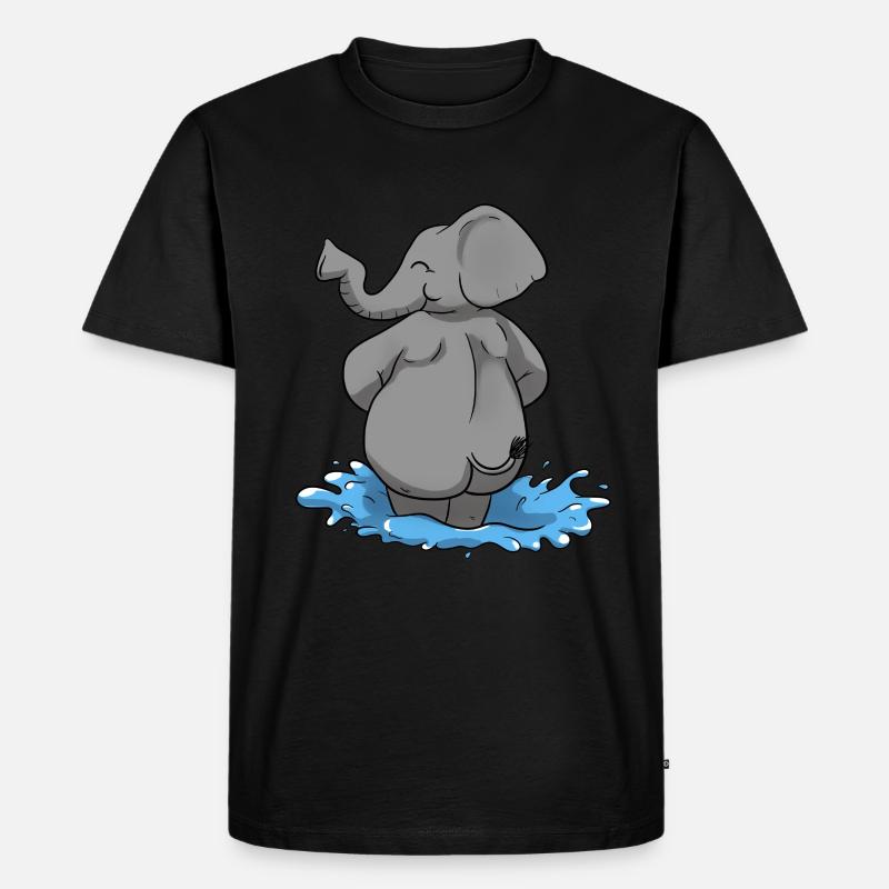 Elefant Wasser Elephant - Männer Premium Bio T-Shirt - Schwarz
