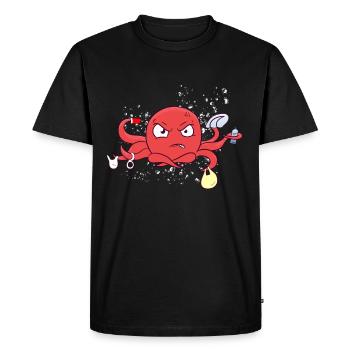 Octopus plastic sea plastic pollution environment - Men's Premium Organic T-Shirt - black - Front - Nico (187cm)