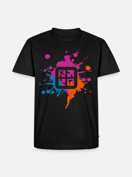 Geocaching Farbiger Klecks - Männer Premium Bio T-Shirt - Schwarz