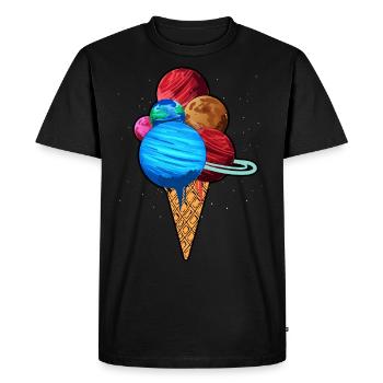Ice Cream Space Planet Solar System Galaxy - Men's Premium Organic T-Shirt - black - Front - Nico (187cm)