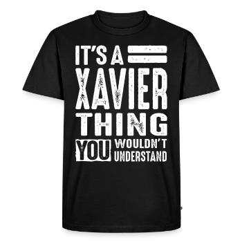Xavier Nom personnalisé Cadeau d’anniversaire - T-shirt Premium bio Homme - noir - Devant - Nico (187cm)