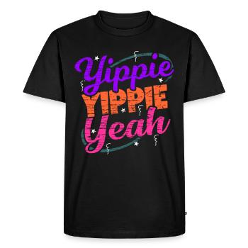 Yippie Yippie Yeah EDM Festival Music Techno - Men's Premium Organic T-Shirt - black - Front - Nico (187cm)