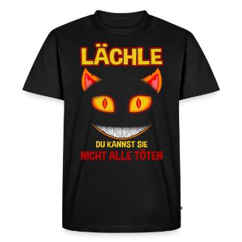 Lächle du kannst sie nicht alle töten - Männer Premium Bio T-Shirt - Schwarz - Vorne - Nico (187cm)