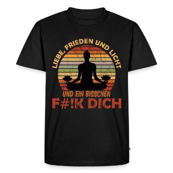 Love peace and light fuck you meditaion - Men's Premium Organic T-Shirt - black - Front - Nico (187cm)