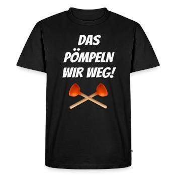 Das pömpeln wir weg Sanitärtechniker - Männer Premium Bio T-Shirt - Schwarz - Vorne - Nico (187cm)