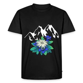 Montagnes Montagnes Tyrol Edelweiss Gentiane Nature Randonnée - T-shirt Premium bio Homme - noir - Devant - Nico (187cm)