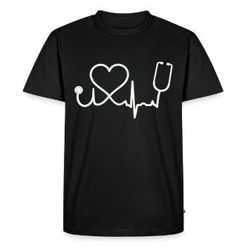 Infirmière - T-shirt Premium bio Homme - noir - Devant - Nico (187cm)