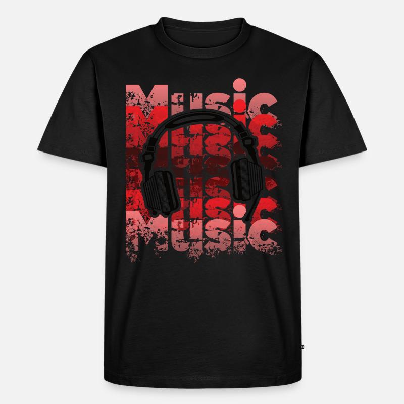 Kopfhöhrer - Männer Premium Bio T-Shirt - Schwarz