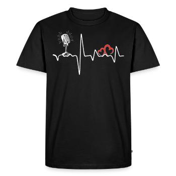 T-shirt de chanteur de chanteur de musicien de battement de coeur de microphone - T-shirt Premium bio Homme - noir - Devant - Nico (187cm)
