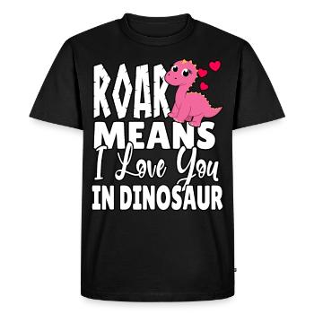 Roar Dino Dinosaur je t'aime chère Kawaii Girl - T-shirt Premium bio Homme - noir - Devant - Nico (187cm)