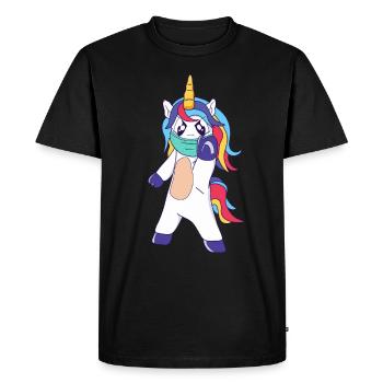 Licorne à distance sociale - T-shirt Premium bio Homme - noir - Devant - Nico (187cm)