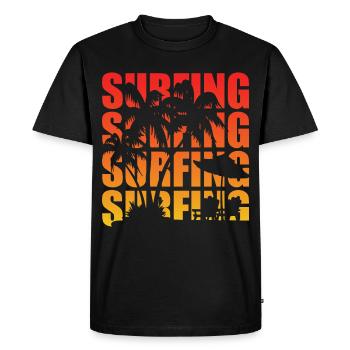 Coucher de soleil surf - T-shirt Premium bio Homme - noir - Devant - Nico (187cm)