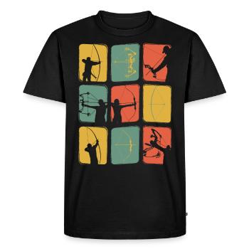 Bogenschießen Vintage Retro Recurve Compound Bogen - Männer Premium Bio T-Shirt - Schwarz - Vorne - Nico (187cm)