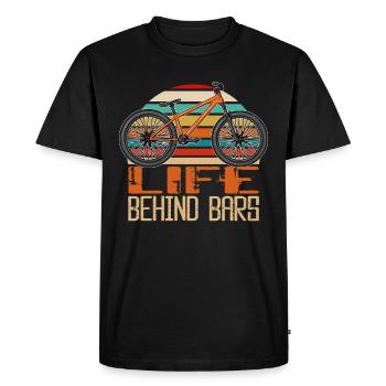 La vie de vélo de montagne derrière les barreaux - T-shirt Premium bio Homme - noir - Devant - Nico (187cm)