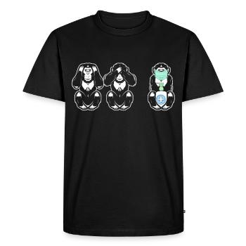 3 Singes Ne écoutez rien Distancing - T-shirt Premium bio Homme - noir - Devant - Nico (187cm)