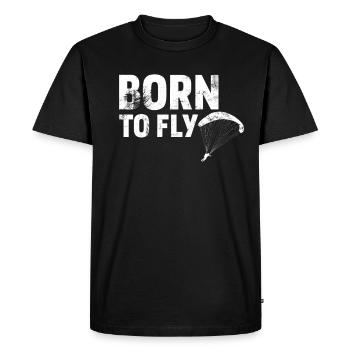 Né pour voler en parapente - T-shirt Premium bio Homme - noir - Devant - Nico (187cm)