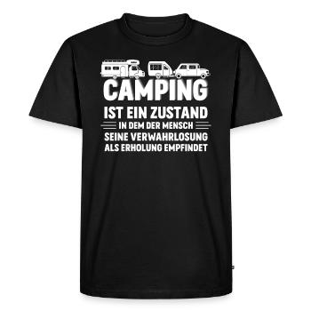 Camping is a state of a mobile home - Men's Premium Organic T-Shirt - black - Front - Nico (187cm)