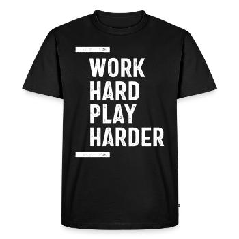 Work Hard Play Harder - Cadeau de motivation - T-shirt Premium bio Homme - noir - Devant - Nico (187cm)