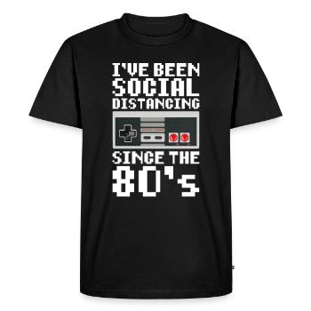 J'AI ÉTÉ UNE DISTANCE SOCIALE DEPUIS 80 - T-shirt Premium bio Homme - noir - Devant - Nico (187cm)