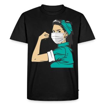 Rose The Riveter - Nurse Nurse - Men's Premium Organic T-Shirt - black - Front - Nico (187cm)