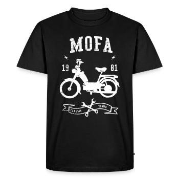 mofa biker moped Motorrad Strasse 2takt mofafahrer - Männer Premium Bio T-Shirt - Schwarz - Vorne - Nico (187cm)