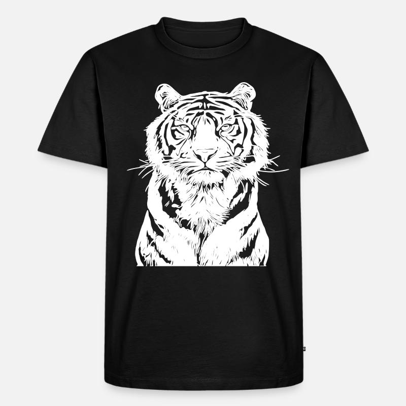 Weißer Tiger - Männer Premium Bio T-Shirt - Schwarz