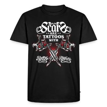 Tatouage Tatouage Tatouage Art Drôle Cadeau - T-shirt Premium bio Homme - noir - Devant - Nico (187cm)