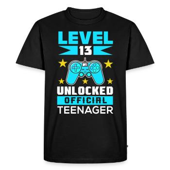 NIVEAU 13 ADOLESCENT OFFICIEL DÉVERROUILLÉ 13e anniversaire - T-shirt Premium bio Homme - noir - Devant - Nico (187cm)