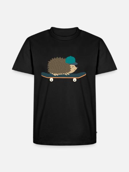 skateboard Skater Igel - Männer Premium Bio T-Shirt - Schwarz