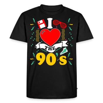 Rétro I Love 90s Outfit Heart Party Gifts - T-shirt Premium bio Homme - noir - Devant - Nico (187cm)