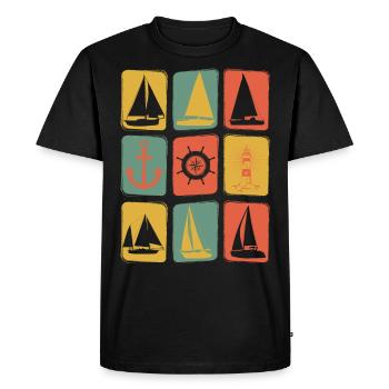 Sailing captain sailor vintage retro - Men's Premium Organic T-Shirt - black - Front - Nico (187cm)