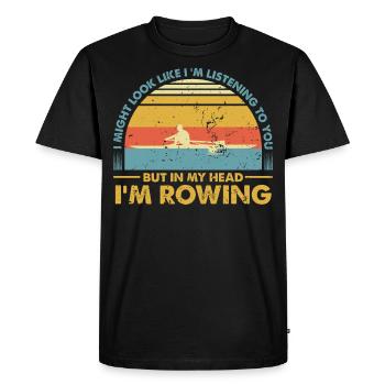Aviron aviron vintage disant - T-shirt Premium bio Homme - noir - Devant - Nico (187cm)