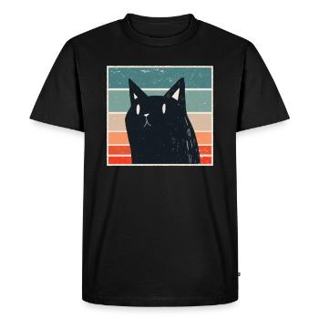 Rétro chat Retro Cat - T-shirt Premium bio Homme - noir - Devant - Nico (187cm)