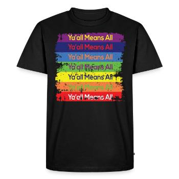 Regenbogen Farben alle heißt alle - Männer Premium Bio T-Shirt - Schwarz - Vorne - Nico (187cm)