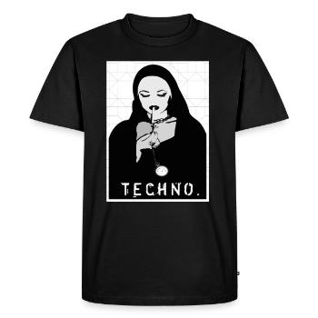 Techno nun RAVER - Men's Premium Organic T-Shirt - black - Front - Nico (187cm)
