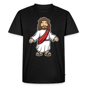 Jésus - T-shirt Premium bio Homme - noir - Devant - Nico (187cm)